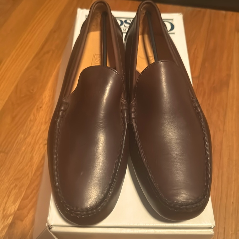 Lands End Direct Leather size 9 Dark Brown Driving Moc Loafer